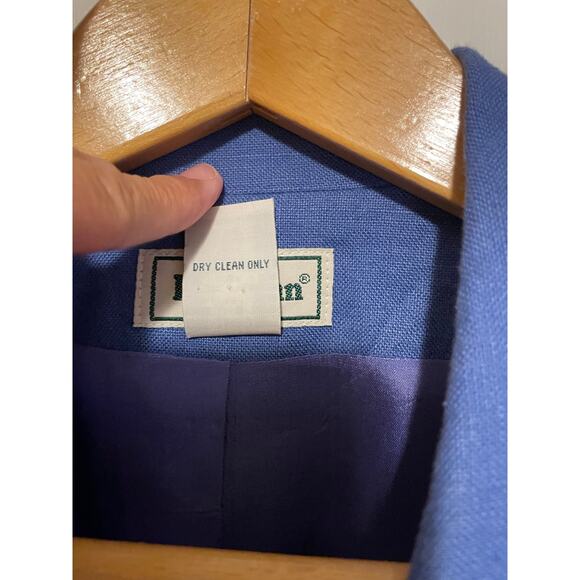 L.L Bean light blue linen blazer collared 3 buttons lined pockets Size 10p - Picture 5 of 6